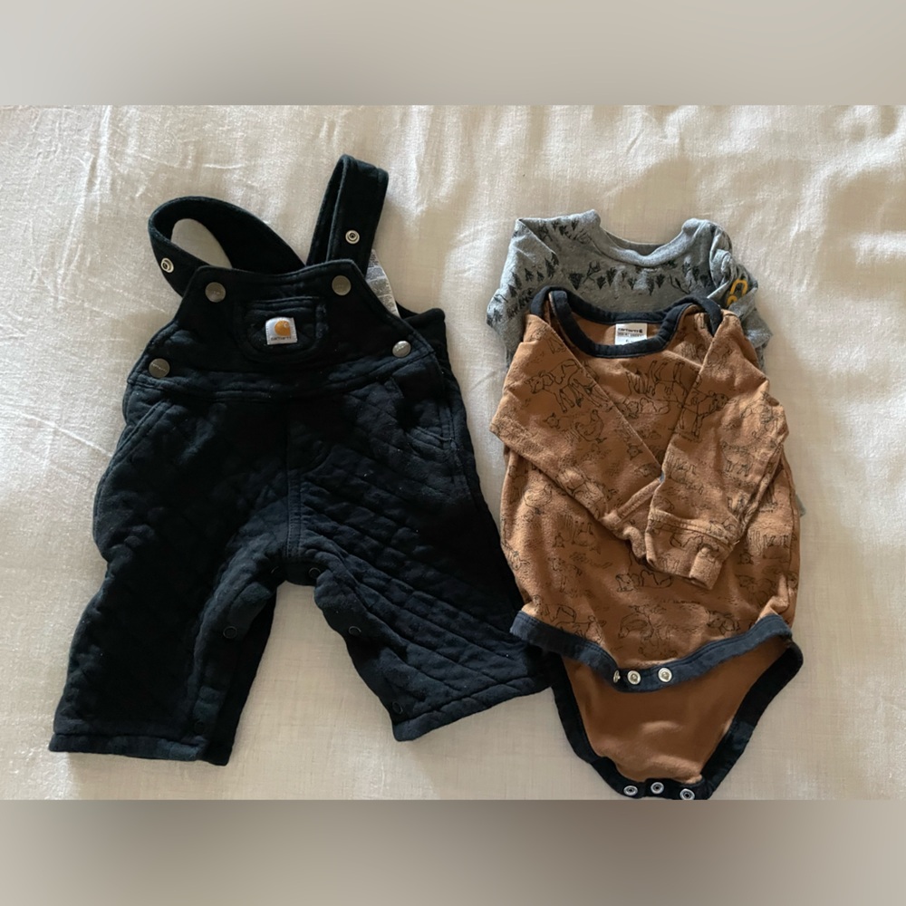 Carhartt baby overalls set